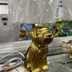 NEW Cutest Little Brushed Gold Puppy Table Desk Lamp